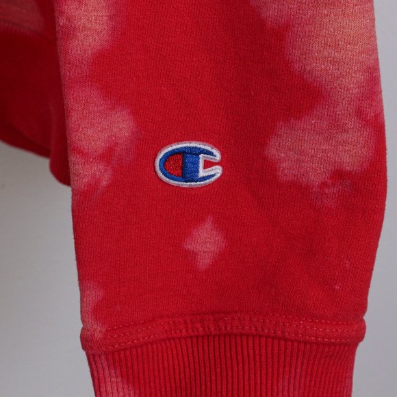 Champion Hoodie Mens Medium Red Bleached Pullover - Picture 4 of 5
